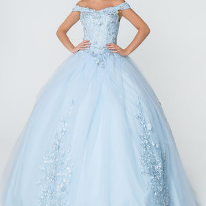 V-Neckline Baby Blush Ballgown Dress